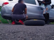 We fucked in the car like crazy and as a thank you for fixing his car 😋 5/16