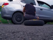 We fucked in the car like crazy and as a thank you for fixing his car 😋 6/16