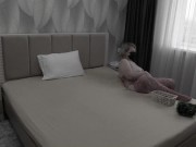 A mature bbw milf with big saggy boobs changes clothes and masturbates for a stranger on camera. 8/16