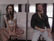 Busty Tattooed Brunette Maddy May Rides Handsome Stud Seth Gamble's Nice Cock 3/16