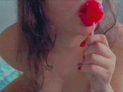 Sweet girl masturbates with her lollipop and reaches intense orgasm 6/16
