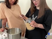 Two neighbors prepared breakfast for their friend and had sex after in the kitchen. 1/16