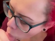 BBW stepmom MILF gives blowjob and receives a facial cum shot your POV 2/16