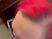 BBW stepmom MILF gives blowjob and receives a facial cum shot your POV 3/16