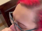 BBW stepmom MILF gives blowjob and receives a facial cum shot your POV 6/16