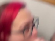 BBW stepmom MILF gives blowjob and receives a facial cum shot your POV