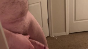 Playing with my thick white dick.