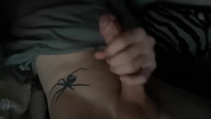 Jerking my big dick and moaning when I cum on myself