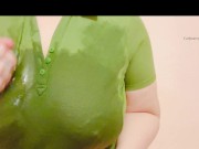 Getting my shirt all wet in the bath and showing big boobs! 10/16