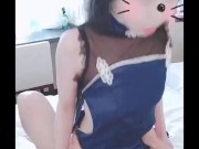 チャイナ服娘の仰け反り騎乗位✨ボーイッシュ女子にミニチャイナ服着せてみたら、意外とえろくて、挑発的な仕草に思わず生ハメ！反応がう👍 12/16