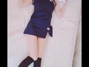 チャイナ服娘の仰け反り騎乗位✨ボーイッシュ女子にミニチャイナ服着せてみたら、意外とえろくて、挑発的な仕草に思わず生ハメ！反応がう👍 5/16