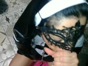 Beauty stepmom in a nun's costume worship his fat cock 15/16