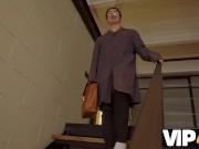 VIP4K. Lesbian sluts use their tongues and dildo while handcuffed guys sits 3/16