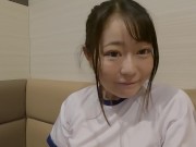 お目目ぱっちり!ちっちゃくてぷにぷにで可愛い!147cm関西のミニギャルちゃん③ネカフェ・ブルマ姿で喉奥までちんちん入れてくれるディープフェラ＆べろべろアナル舐め！ 1/16