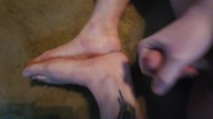 jerking off and cumming on my feet