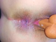 CREAMY PUSSY DILDO FUCK, leather harness, german dirty talk - Ela Stance 8/16