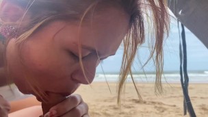 CUM IN MOUTH MY STEPSIS IN PUBLIC ON BEACH