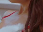 Tall babe with hairy pussy Xmas lingerie try on FERR-ART 7/16