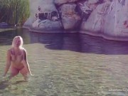 Naked blonde girl explores waterfall- relaxing and beautiful 10/16