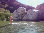 Naked blonde girl explores waterfall- relaxing and beautiful 12/16
