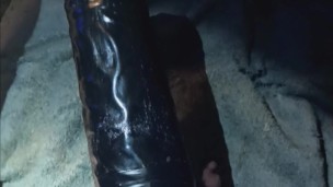 Me taking my huge black Frankenstein dildo deep