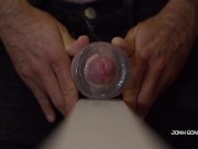 Transparent Fleshlight Fuck and Loud Moaning - Slow Motion Cumshot - Close UP 11/16