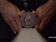 Transparent Fleshlight Fuck and Loud Moaning - Slow Motion Cumshot - Close UP 12/16