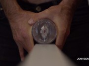 Transparent Fleshlight Fuck and Loud Moaning - Slow Motion Cumshot - Close UP 14/16