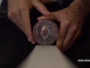 Transparent Fleshlight Fuck and Loud Moaning - Slow Motion Cumshot - Close UP 4/16