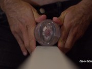 Transparent Fleshlight Fuck and Loud Moaning - Slow Motion Cumshot - Close UP 5/16