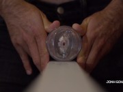 Transparent Fleshlight Fuck and Loud Moaning - Slow Motion Cumshot - Close UP 9/16