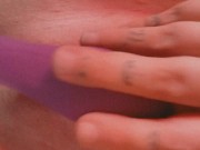 Vibrator play internal and external plus back view with lights on