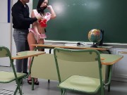 My horny real teacher with massive cock fucks my pink pussy and cums on my mouth 3/16