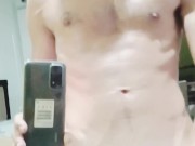 Massive cumshot in front of the mirror after the gym 15/16