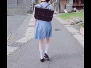 【水色セーラーワンピ02】臨海学校に来ていた女の子を時間をかけて口説き落としてフェラから処女まんこに挿入 1/16