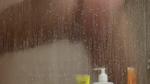 Hot sexy muscular guy showering and masturbating in the shower cum