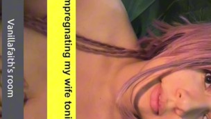 horny girl plays with her big boobs in a tent