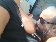 SUCKING PRETTY SOFT TITTIES IN THE AIR B&B BY THE WINDOW SO EVERYBODY CAN SEE!!!!!!!!!! 9/16