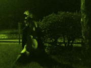 Pissing and jerking off on my naked whore in stockings by the side of public streets 14/16