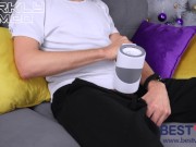Powerful cumshot of my thick cock together by Player one from BestVibe makes me orgasm 9/16