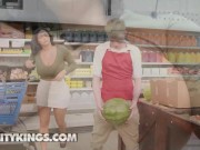 REALITY KINGS - Ashlyn Peaks Hides Down An Aisle & Gets Fucked With Jimmy At The grocery Store 2/16