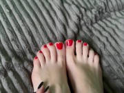 shows off her sexy feet and massages them 3/16