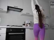 Girl cheated with a neighbor to her husband right in the kitchen - cum inside. Valeria Sladkih 3/16