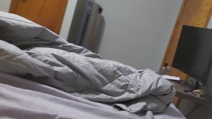 Chubby teen solo masturbation while mom is in next room