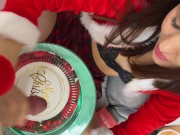 Sexy and Hot Tight Pussy Brunette Babe plays with Balls and Cock of Her Big Dick Teacher on Christmas Day to celebrate XMas 16/16