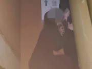 Company Year-End Party. Married woman gives blowjob in a corner of the party.