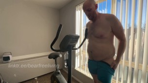 Horny Straight Bear Rides Exercise Bike Nude