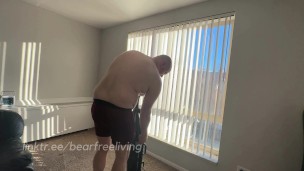 Chubby Straight Guy Vacuums Living Room Naked