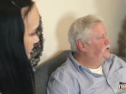Sasha's pussy gets fucked by fat grandpa for Christmas 3/16