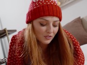 Lesbea Passionate Christmas pussy licking beautiful redhead and brunette european babes fingering and facesitting 6/16